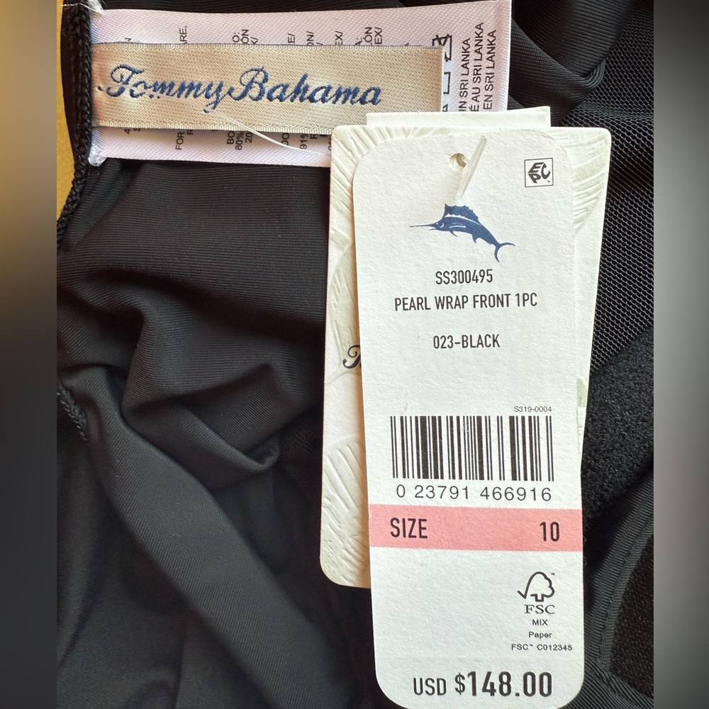 NWT Tommy Bahama Black Pearl Wrap 1-Piece Bathing Suit Size 10 - Picture 4 of 6